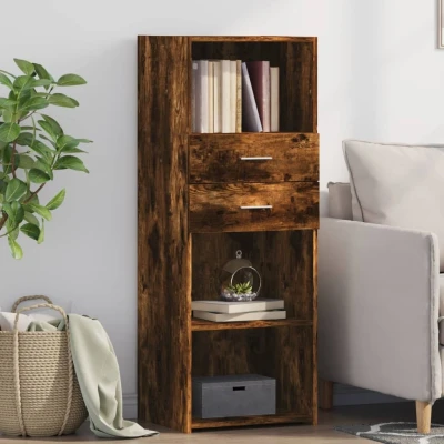 Afbeelding van Hoge kast 45x42,5x124 cm bewerkt hout gerookt eikenkleurig
