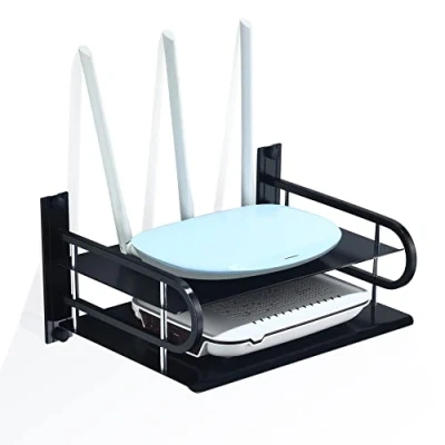 Afbeelding van Projector wandrek, routerplank, kabelboxen, houder, multimedia wandstandaard voor AV ontvanger, versterker, dvd speler, Blu ray videorecorder, luidsprekers (2 lagen, klein)