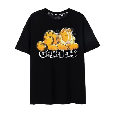 Afbeelding van Garfield Heren T shirt in Zwart top met korte mouwen voor volwassenen Lichtgewicht retro cartoon grafisch Nostalgisch 90 film merchandise cadeau uit de serie,