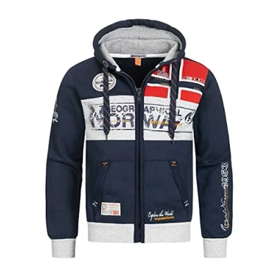 Afbeelding van Geographical Norway Flyer Designer Hoodie Sweatshirt met capuchon voor heren, Marinier