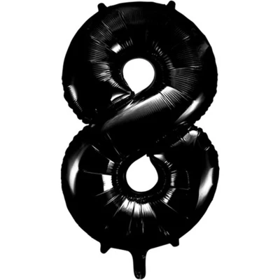 Afbeelding van Folie ballon cijfer 8 Mat Zwart Metallic 86cm