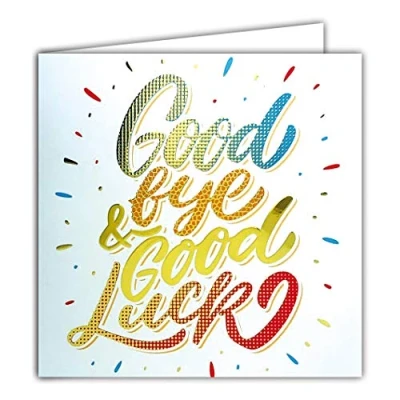 Afbeelding van B08D9PPCY1: Vierkante afscheidskaart 145 mm 22051 Gouden Kaart Goodbye and Good Luck Vertrek Succes voor Retreat Suite