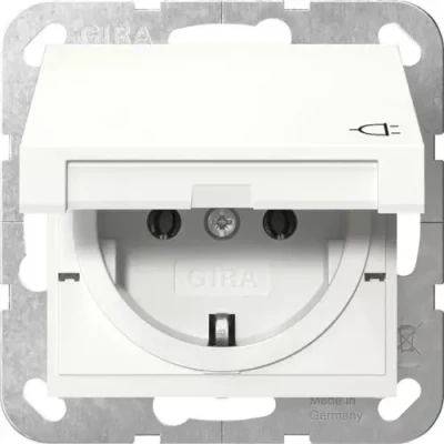 Afbeelding van Gira Systeem 55 wandcontactdoos randaarde 16A 250V zuiver wit mat