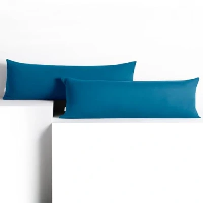 Image de DecoKing 2 taies d&#039;oreiller 40 x 200 cm Coton Fermeture éclair Bleu Ambre