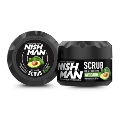 Afbeelding van Nishman Gezichtsscrub peelingverzorging van de huid voor heren verwijdert dode huidcellen reinigt diep en zorgt een frisse, zachte stralende teint (300 ml, avocado)