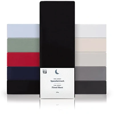 Afbeelding van Blumtal Basics Katoenen hoeslaken, 140 x 200 cm, 100% katoen, Oekotex gecertificeerd, tot 15 cm matrashoogte, zwart