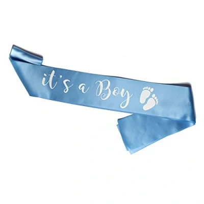 Afbeelding van OLILLY It&#039;s a Boy sjaal voor babyshower, jongens, motief: geboorte van een petit Mec (blauw), Eén maat