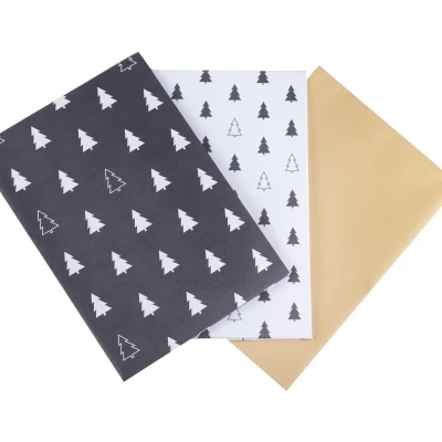 Afbeelding van Kerst Cadeaupapier: zwart, wit en kraft
