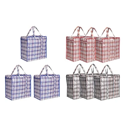 Afbeelding van Josephine Osthoff Opbergtassen, 9 stuks, robuust tot 20 kg, waterdicht en duurzaam voor verhuizing, boodschappentassen met ritssluiting, kleding, dekens,