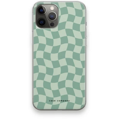 Afbeelding van Case Company® hoesje geschikt voor iPhone 12 Pro Max Grid Groen Soft Cover Telefoonhoesje Bescherming aan alle Kanten en Schermrand
