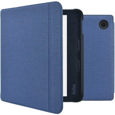 Afbeelding van iMoshion Ereader Cover / Hoesje Geschikt voor Kobo Libra 2 Tolino Vision 6 Canvas Sleepcover Bookcase met stand Donkerblauw