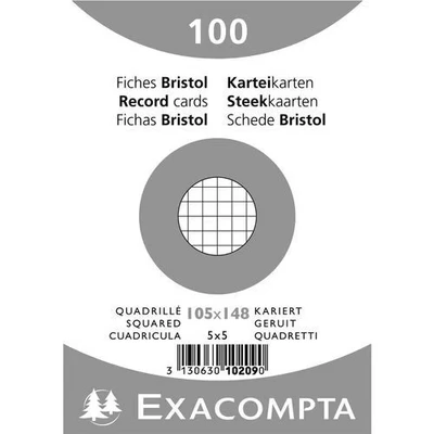 Image de Paquet 100 fiches sous film bristol quadrillé 105x148mm