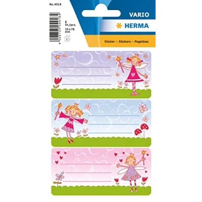 Afbeelding van HERMA 4918 boeketiketten, zelfklevend, prinses, 76 x 35 mm, 6 stuks