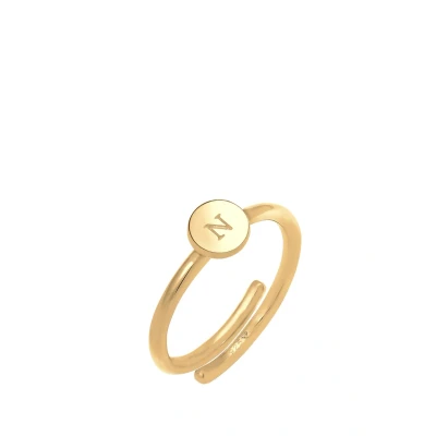 Afbeelding van Elli Letter N Ring goldcoloured, Dames, Maat: 54, Gold coloured