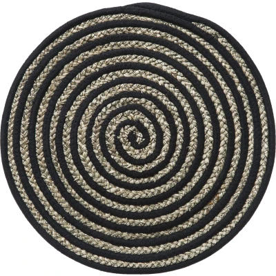Afbeelding van Atmosphera placemat aarde Rond Dia 38 cm Zwart / Naturel Hyacinth 2 stuks