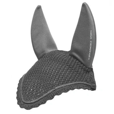 Image de Schockemöhle Bonnet Anti Mouches Air Silent Gris Mélangé Cob