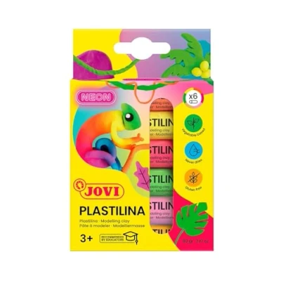 Afbeelding van Boetseerklei Jovi plastalina 15gr neon kleuren assorti etui à 6 stuks