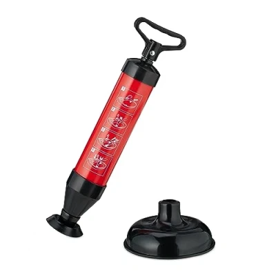 Afbeelding van Relaxdays ontstoppingspomp afvoerreiniger pomp ontstopper perslucht 2 opzetstukken