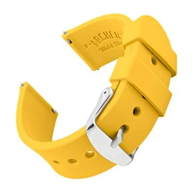 Afbeelding van Archer Watch Straps Kleurrijke rubberen horlogeband Vervangende siliconen band voor klassieke horloges of smartwatches Snel los te maken Ruime keuze aan kleuren, Napels geel, klassiek