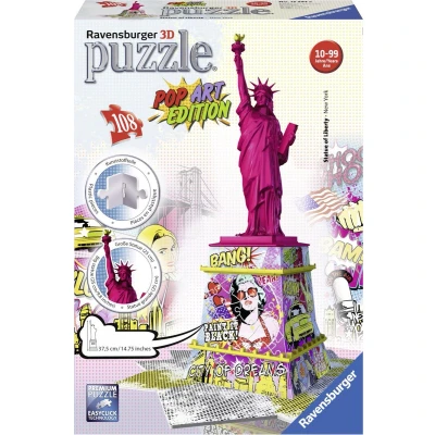 Afbeelding van Ravensburger Statue of Liberty Pop Art 3D Puzzel gebouw van 108 stukjes