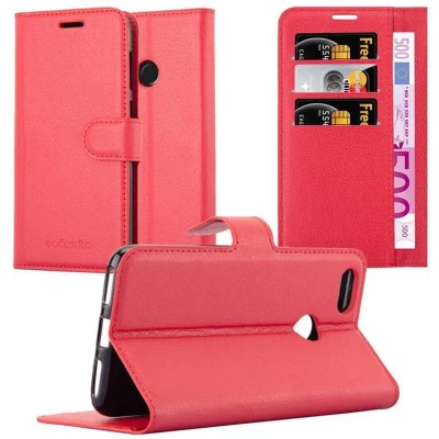 Afbeelding van Cadorabo Hoesje geschikt voor Huawei Enjoy 7 in KARMIJN ROOD Beschermhoes met magnetische sluiting, standfunctie en kaartvakje Book Case Cover Etui