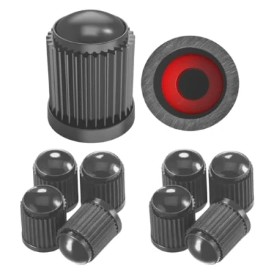Afbeelding van Pitlane Performance® 10 stuks autobandenventieldoppen voor auto, SUV, motorfiets, fiets, alle Schrader ventielen (antraciet)