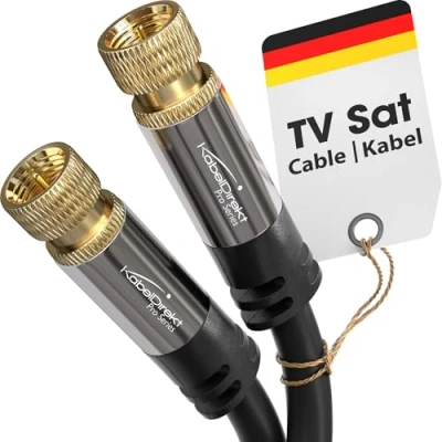 Afbeelding van KabelDirekt SAT kabel 0,5 m (F stekker, 75 Ohm, F stekker coax geschikt voor tv, HDTV, radio, DVB T, C, S, S2) PRO Series