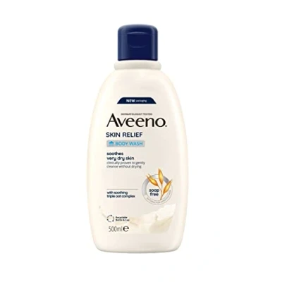 Image de Aveeno Gel douche hydratant Skin Relief (500 ml) sans parfum pour peaux très sèches et sensibles à l&#039;avoine apaisante