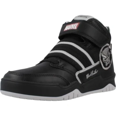 Afbeelding van Geox Sneakers hoog voor kinderen, Maat: 35, Black/silver Imitatieleer/ textiel
