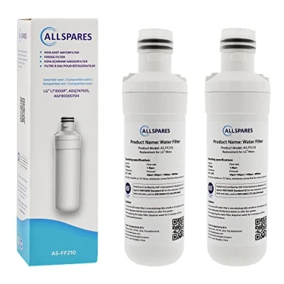 Afbeelding van AllSpares Waterfilter (2x) voor koelkast geschikt LG LT1000P / AGF80300704 ADQ74793501