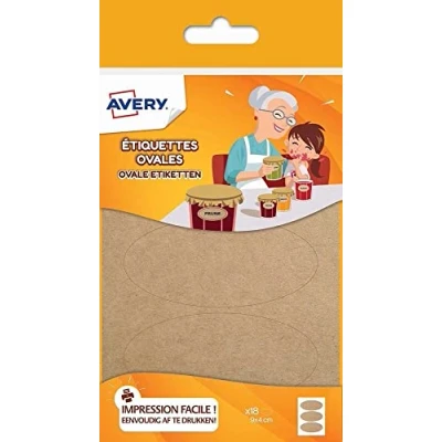 Afbeelding van Avery Etiketten Ovaal 89 X 41 Mm Karton Bruin 18 Stuks