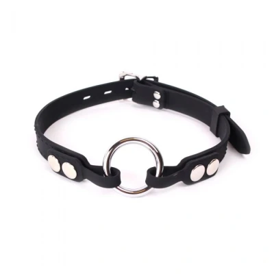 Afbeelding van Metalen O Ring Gag met Siliconen Band