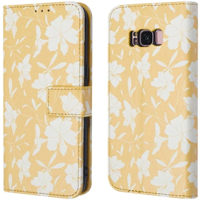 Afbeelding van iMoshion Hoesje Geschikt voor Samsung Galaxy S8 Met Pasjeshouder Design Bookcase smartphone Geel / Yellow Flowers
