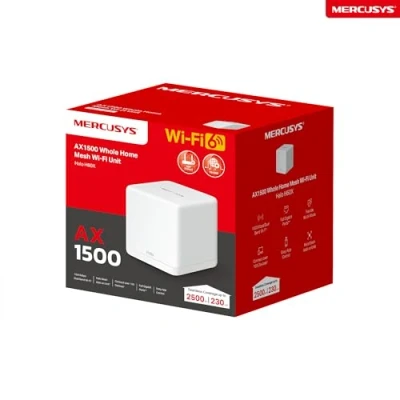 Afbeelding van Mercusys TP Link Router Mesh WiFi 6 AX1500Mbps, 3 Gigabit WAN/LAN poorten, kinderbeveiliging, en AP, verbind tot 100 apparaten, dekking 230 m², Halo H60X (1 stuk)