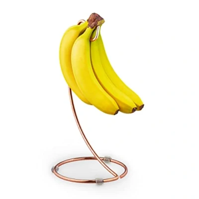 Afbeelding van Relaxdays bananenhouder koper metalen bananenstandaard bananenhaak banenenhouder