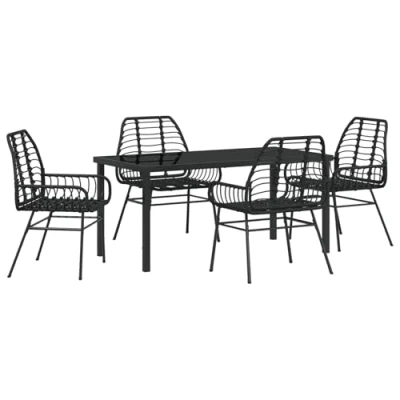 Afbeelding van vidaXL 5 delige Tuin Eetset Zwart Poly Rattan