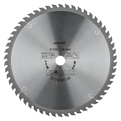 Afbeelding van Wolfcraft 6686000 Hardmetaal cirkelzaagblad 350 x 30 mm Aantal tanden: 54 1 stuk(s)