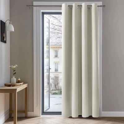 Afbeelding van Deconovo thermisch geïsoleerde verduisterende gordijnen, 132x229 CM (breedte x hoogte), gordijnen voor woonkamer en slaapkamer, modern ontwerp met oogjes, beige, 1delig