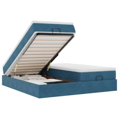 Afbeelding van vidaXL Bedframe met matrassen 180x200cm fluweel donkerblauw