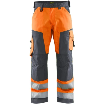 Afbeelding van Blaklader Werkbroek High Vis zonder spijkerzakken 1566 1811 Oranje/Medium Grijs C50