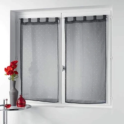 Image de paire droite passants 2 x 60 160 cm voile imprime metallise orion anthracite