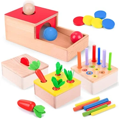 Afbeelding van LZDMY Montessori speelgoed van hout, 10 36 maanden, baby, educatief voor kinderen, 1, 2, 3, 4, 5 jaar, object, permanente doos, sorteerspel, houten wortelpuzzel, kerstcadeaus