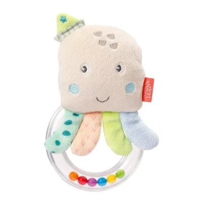 Afbeelding van Fehn Octopus rammelaar, piepen, gevoel, babyspeelgoed met zachte stof, speelgoed voor baby&#039;s en kinderen vanaf 0 maanden