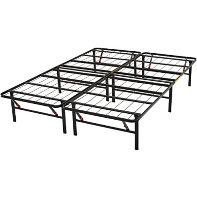 Afbeelding van Amazon Basics Inklapbaar bedframe met platform, montage zonder gereedschap, opslag onder het bed, voor eenpersoonsbed, 135 x 190 cm, zwart, 35,5 cm