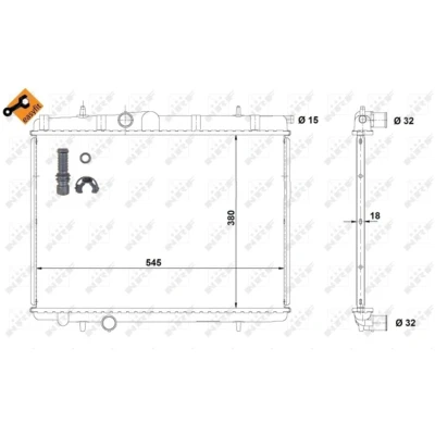 Afbeelding van NRF EASY FIT 58299 Radiateur Aluminium 563 379 18 Met aanbouwdelen Koelribben gesoldeerd PEUGEOT: 206+ Hatchback, 206 Hatchback