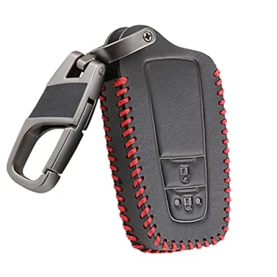 Afbeelding van Otai Lederen autosleutel hoes compatibel met Toyota C HR 2017 2018 Prius afstandsbediening beschermer