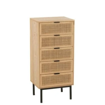 Afbeelding van J Line Kast 5 Lades Mdf/Metaal Naturel/Zwart
