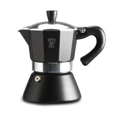 Afbeelding van Pezzetti espressomaker koffiemaker 6 kops alumium zwart inductie gas elektrisch percolator