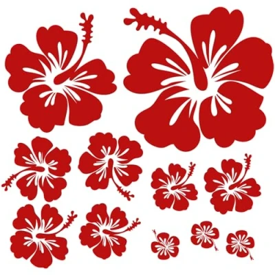 Afbeelding van Finest Folia Decoratieve sticker hibiscusbloemen voor thuis toiletdeksel, koelkast, laptop (04 karmijnrood)