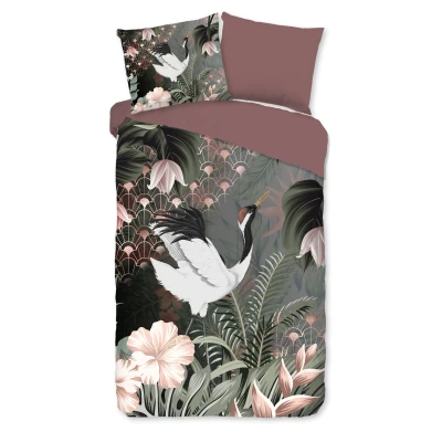 Afbeelding van Pure Dekbedovertrek &quot;kraanvogel met bloemen&quot; Multi (140x200/220 cm) Microfiber